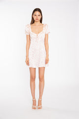 Shift Short Dress - Peach Pink Daisy