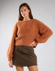 Rust Cropped Knit Jumper