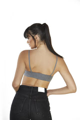 Dark Grey Marl Ribbed-Bralette