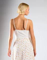 V-Neck Bodysuit - White Lace
