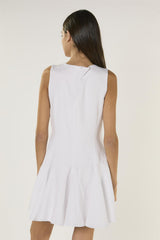 White Godet Tie Front Dress