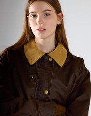 Washed Brown Contrast Collar Jacket