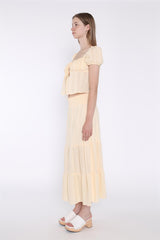 Pale-Lemon Tiered Maxi-Skirt