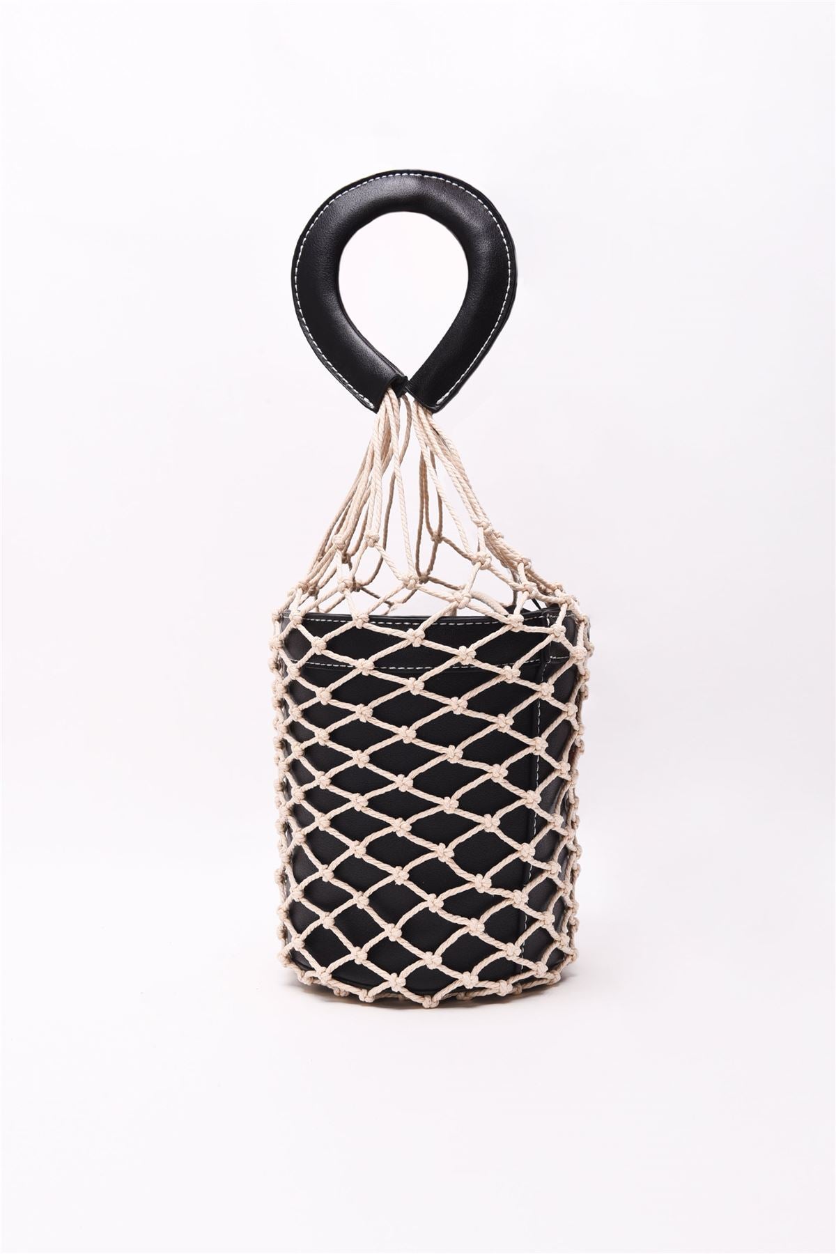 Black Net Covered Bucket Bag