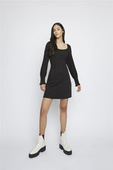 Black Square-Neck Mini-Dress
