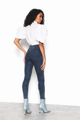 Ink-Blue High-Waisted Skinny-Jeans