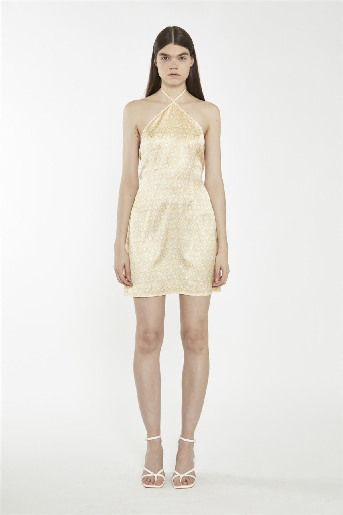 Amber-Ditsy-Folk Tie-Back Mini-Dresses