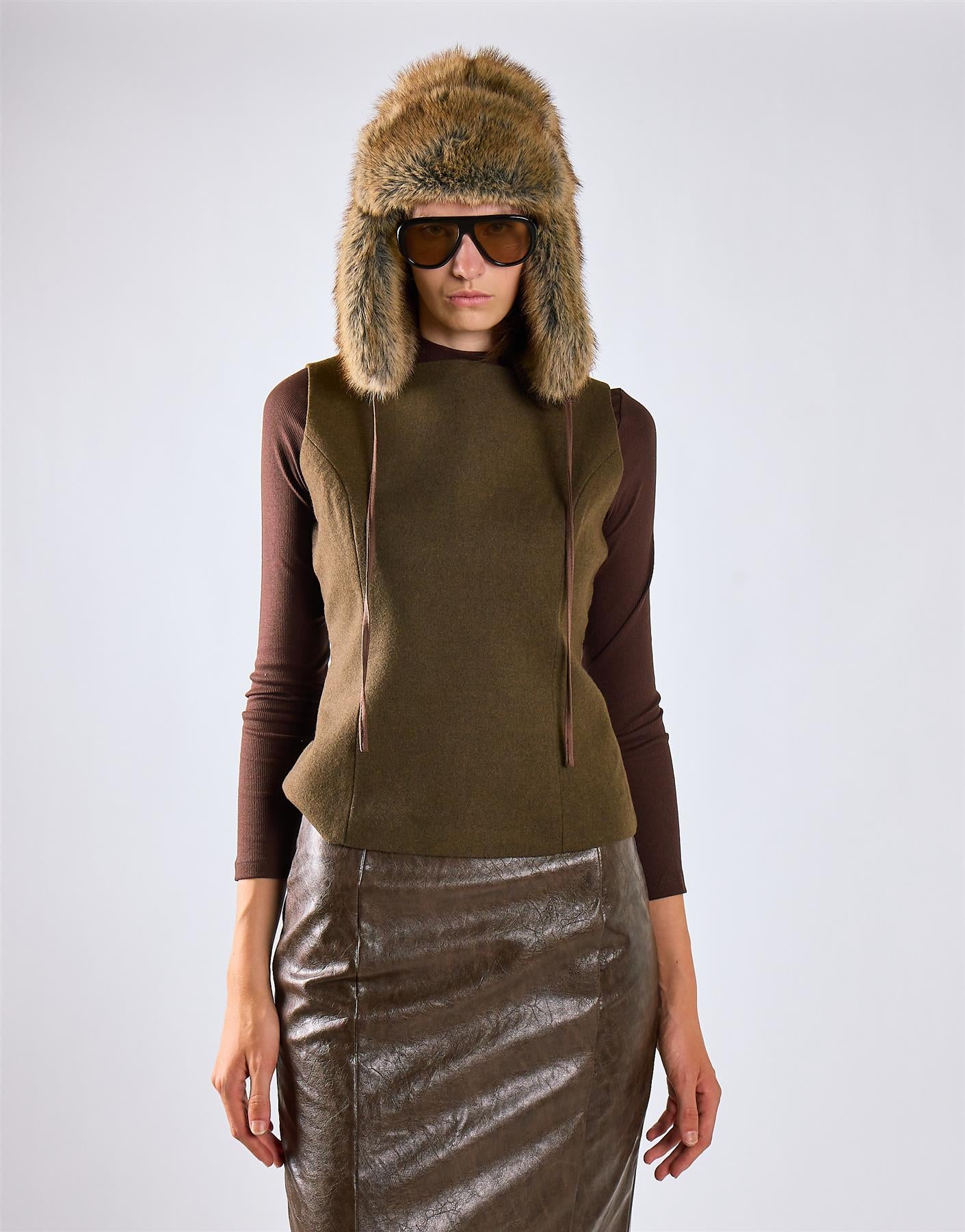 Deep Khaki Boatneck Tailored Fit Top