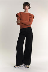 Orange Rust Ruffle Long Sleeve Jumper