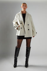 Bone Double-Breasted Short-Coat