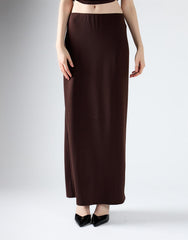 Brown Low-Waist Column Maxi Skirt
