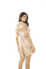 Retro Marble High-Waisted Loose-Shorts