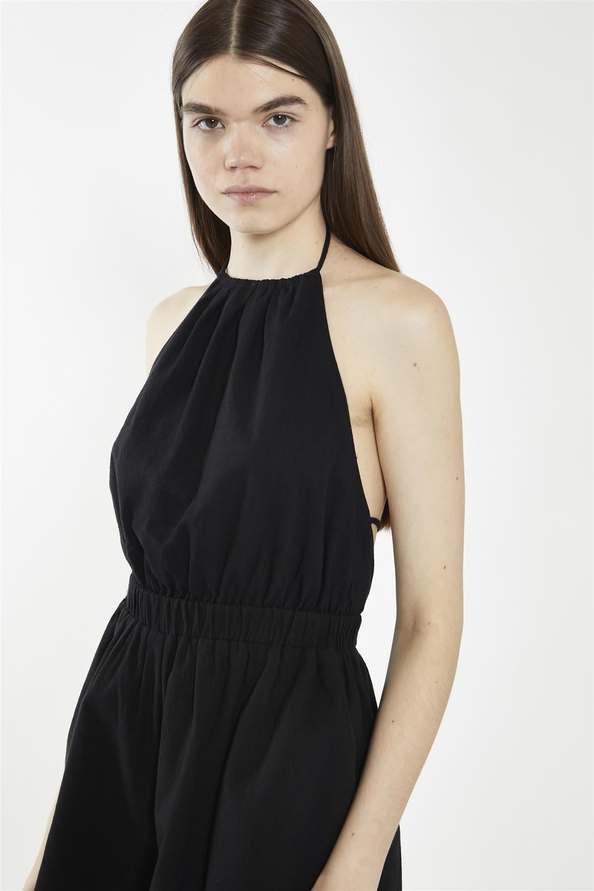Halter Neck Playsuit - Black
