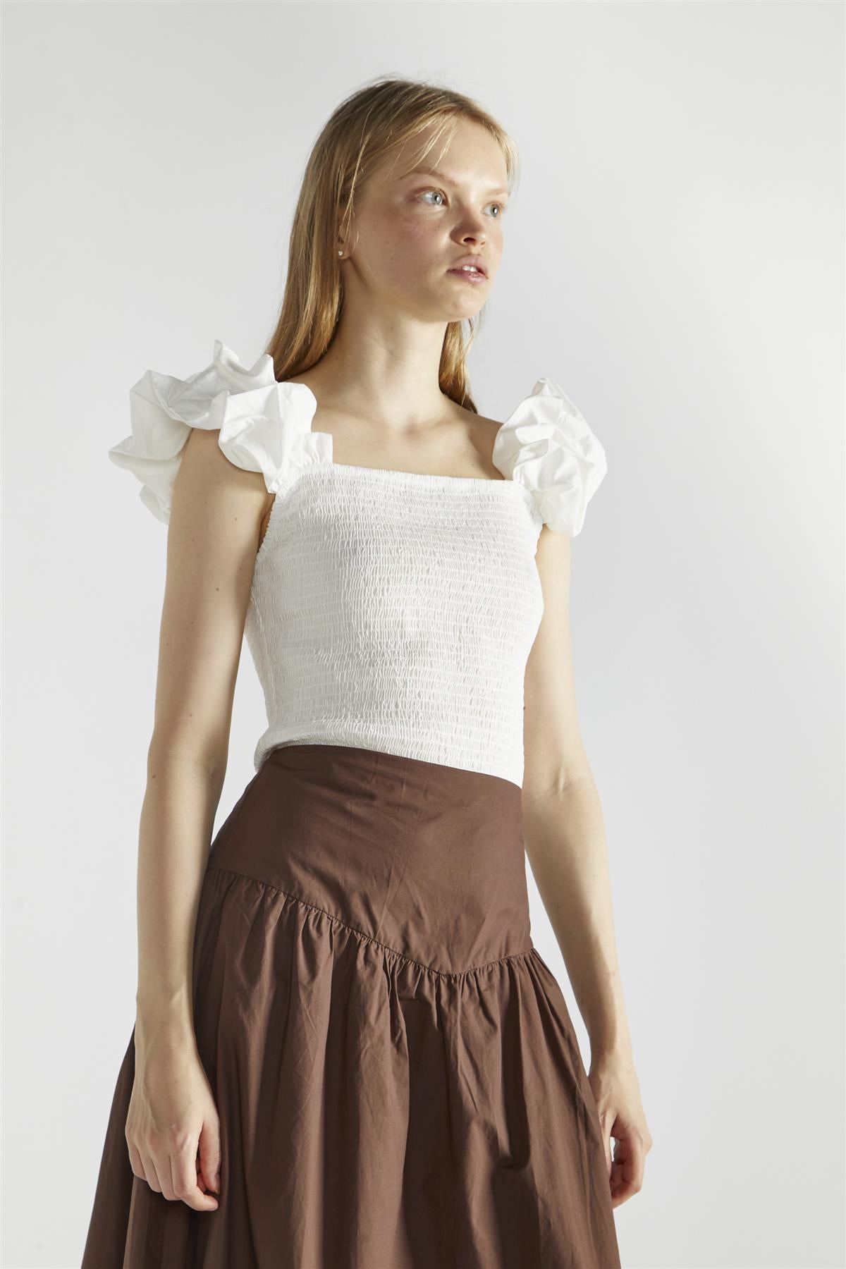 White Square-Neck-Tops