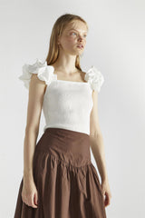 White Square-Neck-Tops