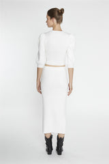 Off-White Puff-Sleeve Crop-Jumper