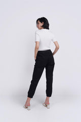 White V-Neck Collar Bodysuit