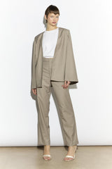Taupe-Grey Tapered Crop-Trousers