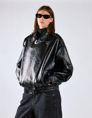 Black Oversize PU Jacket