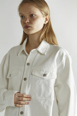 Off White Button Up Denim Shirt