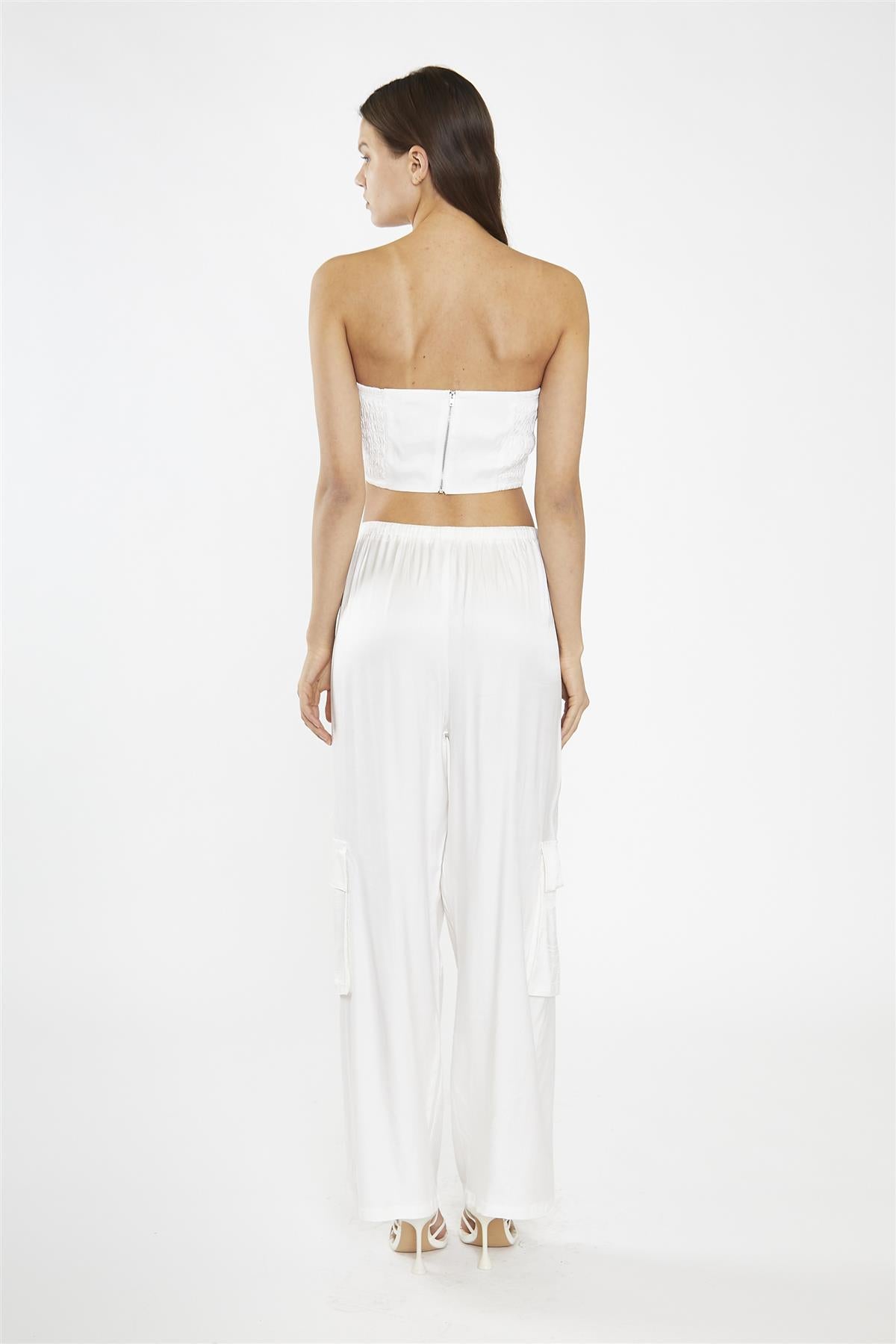 Off-White Strapless Cropped-Top