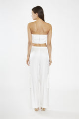 Off-White Strapless Cropped-Top