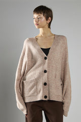 Beige Marl Button-Front V-Neck Cardigan