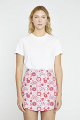 Pink Red Vintage Floral A-Line Mini-Skirt
