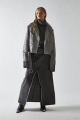 Biker Long sleeve Jacket - Grey Distressed Pu