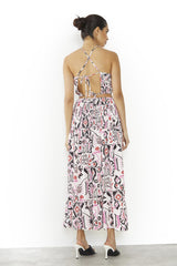 Pink Multi Abstract Spaghetti Strap Crop-Top