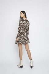 Dark-Brown-Paisley Drop-waist-Dress