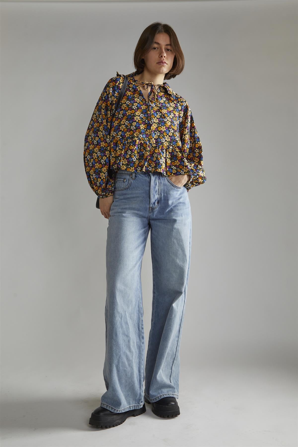 Dark Floral Long Sleeve Top