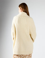 Cream Cable Knit Midi Length Cardigan