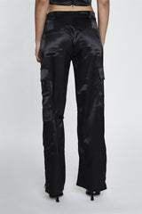 Black Satin D-Ring Detail Trousers
