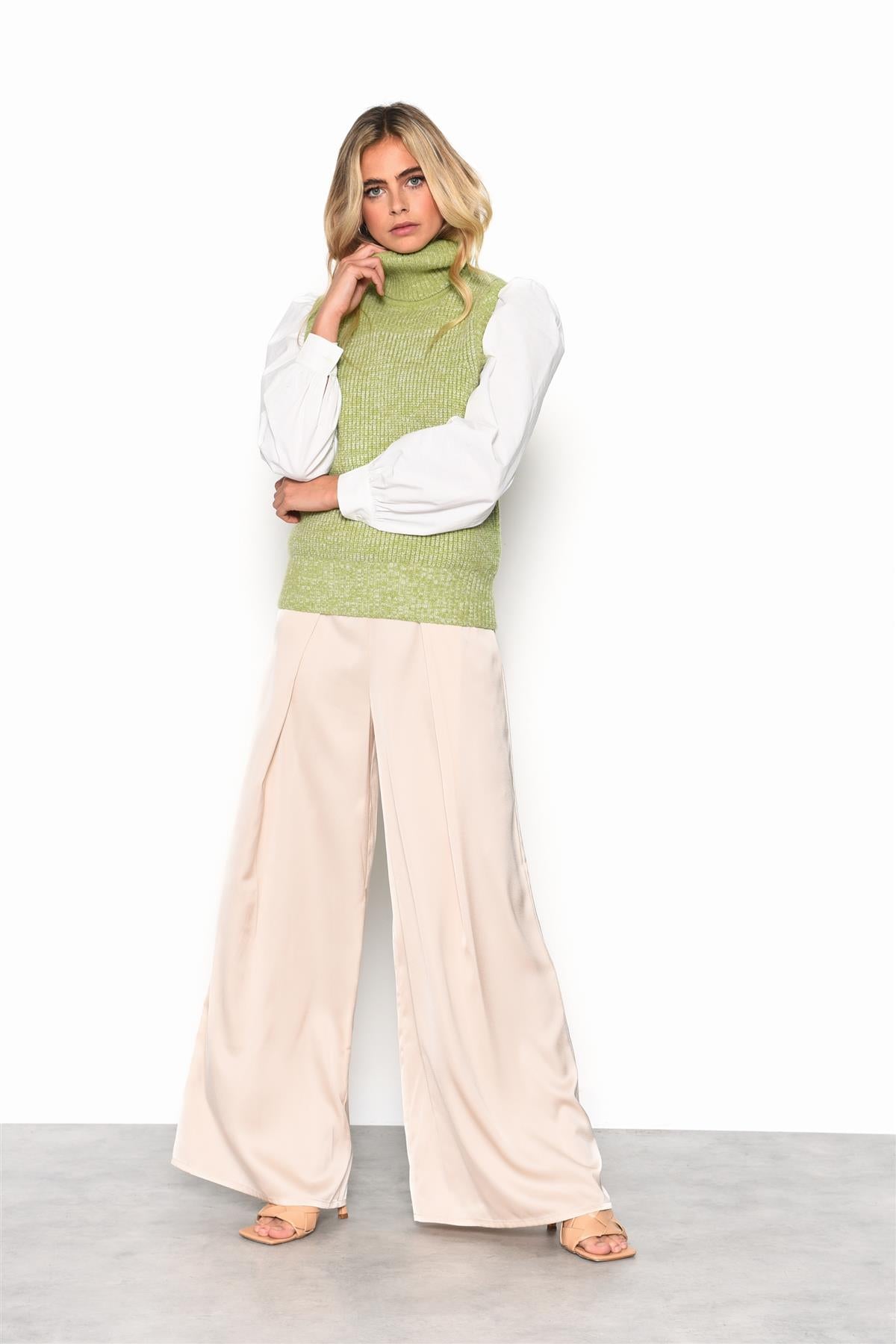 Green-Melange Knitted vest-top