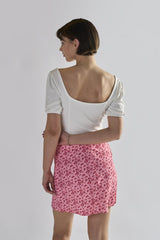 Raspberry-Ditsy A-Line Mini-Skirts
