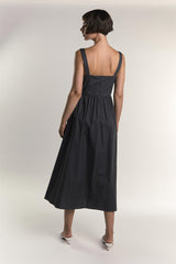 Dark Grey Midaxi Dress with Bow Front