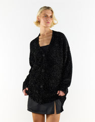 Black-Tinsel Oversized Long Sleeve Cardigan