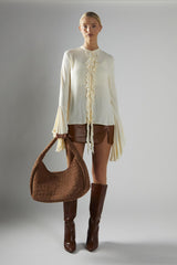 Cream Flared-Sleeve Blouse