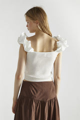 White Square-Neck-Tops