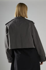 Charcoal Cropped Trench-Coat