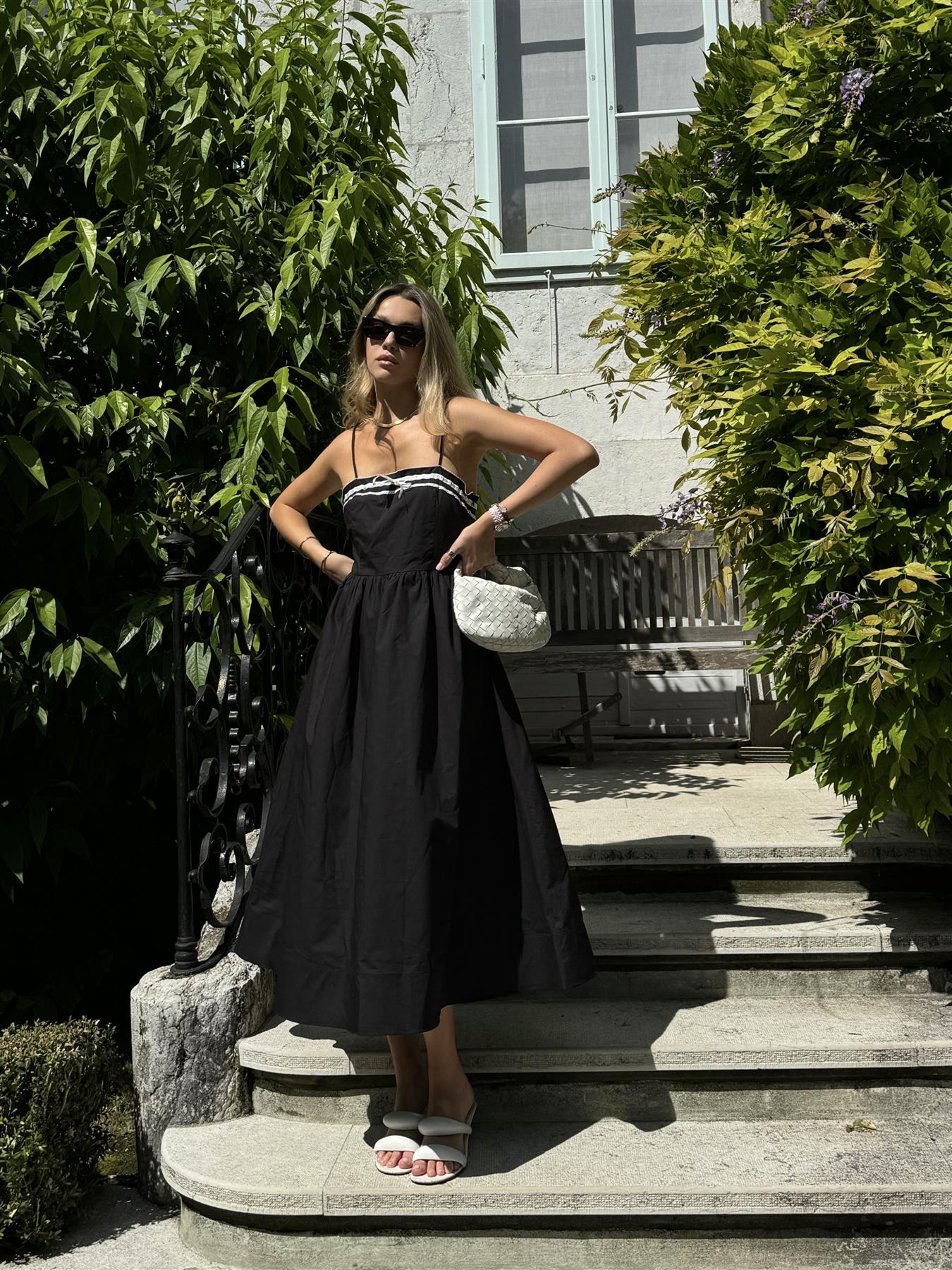 Black Scoop-Neck Maxi-Dress