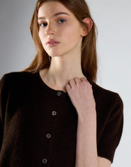 Khaki Brown Short Sleeve Cardigan