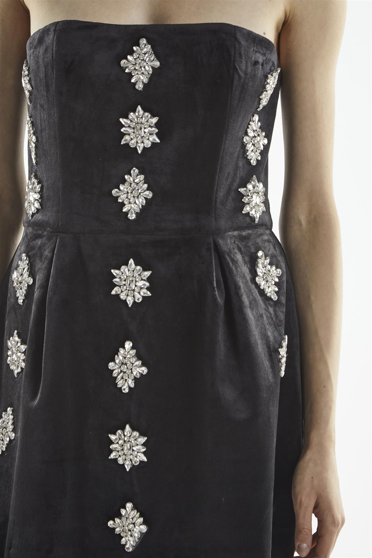 Black Bandeau Embellishment Mini-Dress