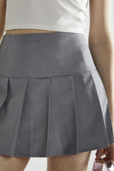 Grey Pleated Mini-Skirt