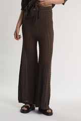 Brown Flared Knit Trousers