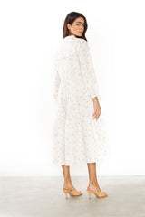 Ditsy Rose Stripe Long Sleeve Midi Dress.