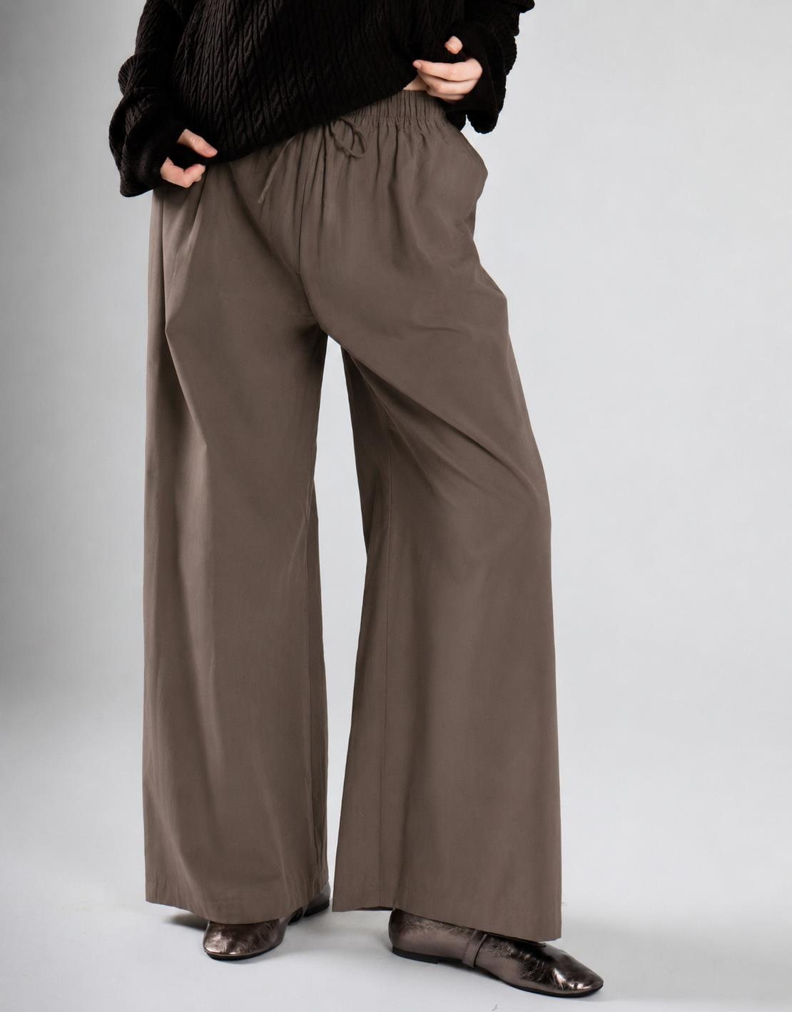 Smoke Brown Wide Leg Trousers