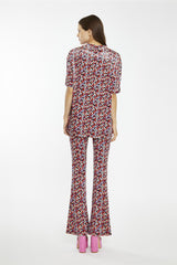 Multi-Ditsy-Velvet Flared High Waisted-Leggings