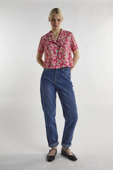 Hot-Pink Multi Ditsy-Floral Crop-Top
